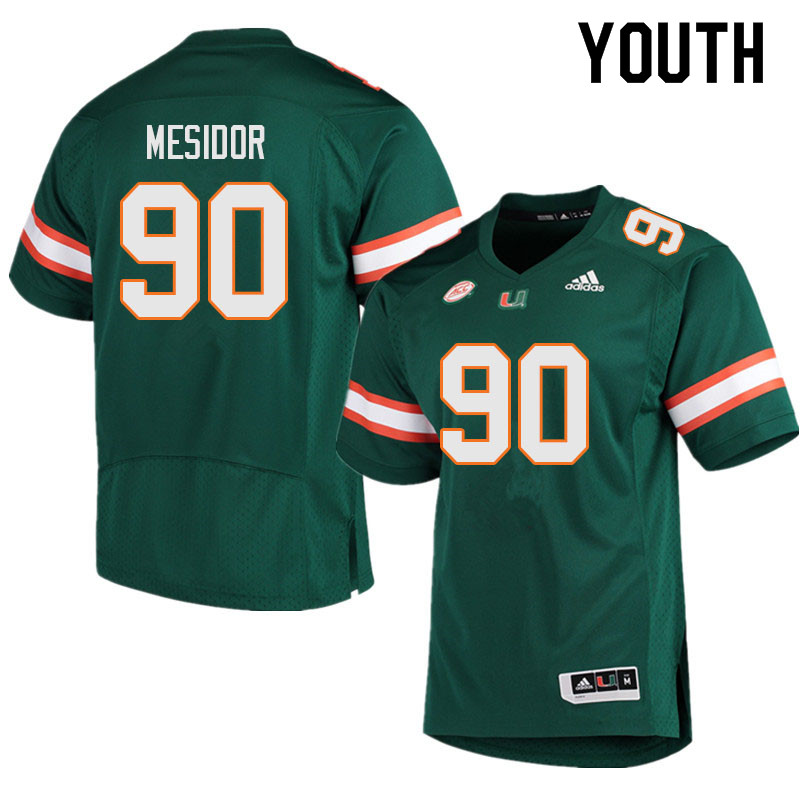 Youth #90 Akheem Mesidor Miami Hurricanes College Football Jerseys Sale-Green